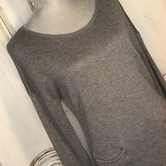 Bella Luxx Los Angeles Gray Cashmere Blend Sweater Dress Minimalist Neutral - Picture 2 of 13